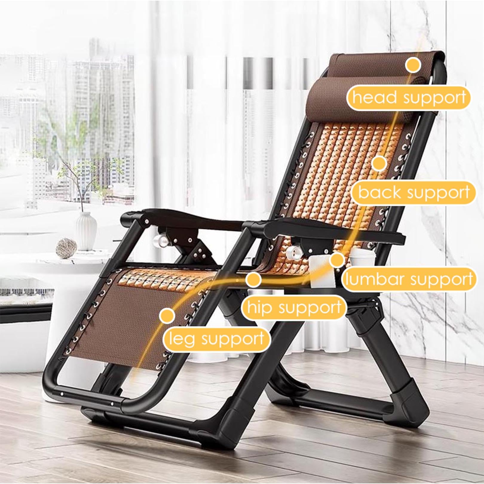 Sedia reclinabile ergonomica Zero Gravity pieghevole con poggiatesta e vassoio laterale per patio, prato e campeggio Comfort