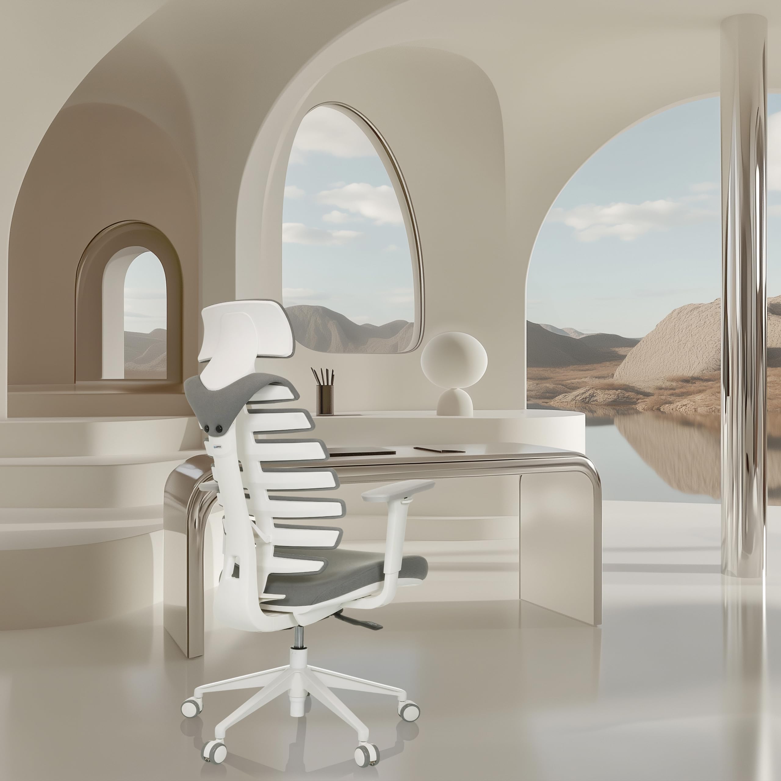hjh OFFICE Silla de Oficina Profesional Silla giratoria Ergo Line W con Respaldo ergonómico Incl. Soporte Lumbar, Gris Oscuro