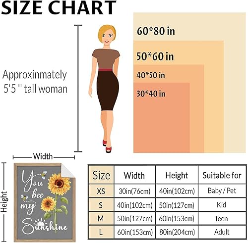 Miniatura 9 de Manta de girasol personalizada con nombre, suave, mullida y cálida, 60 x 50 pulgadas, para cama, sofá, manta amarilla, bonita manta de regalo para