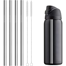 Straight Metal Straws Compatible with Owala FreeSip Insulated Water Bottle 32 oz ONLY, 4Pcs Reusable Stainless Steel Straws for Owala, Dishwasher Safe & BPA Free