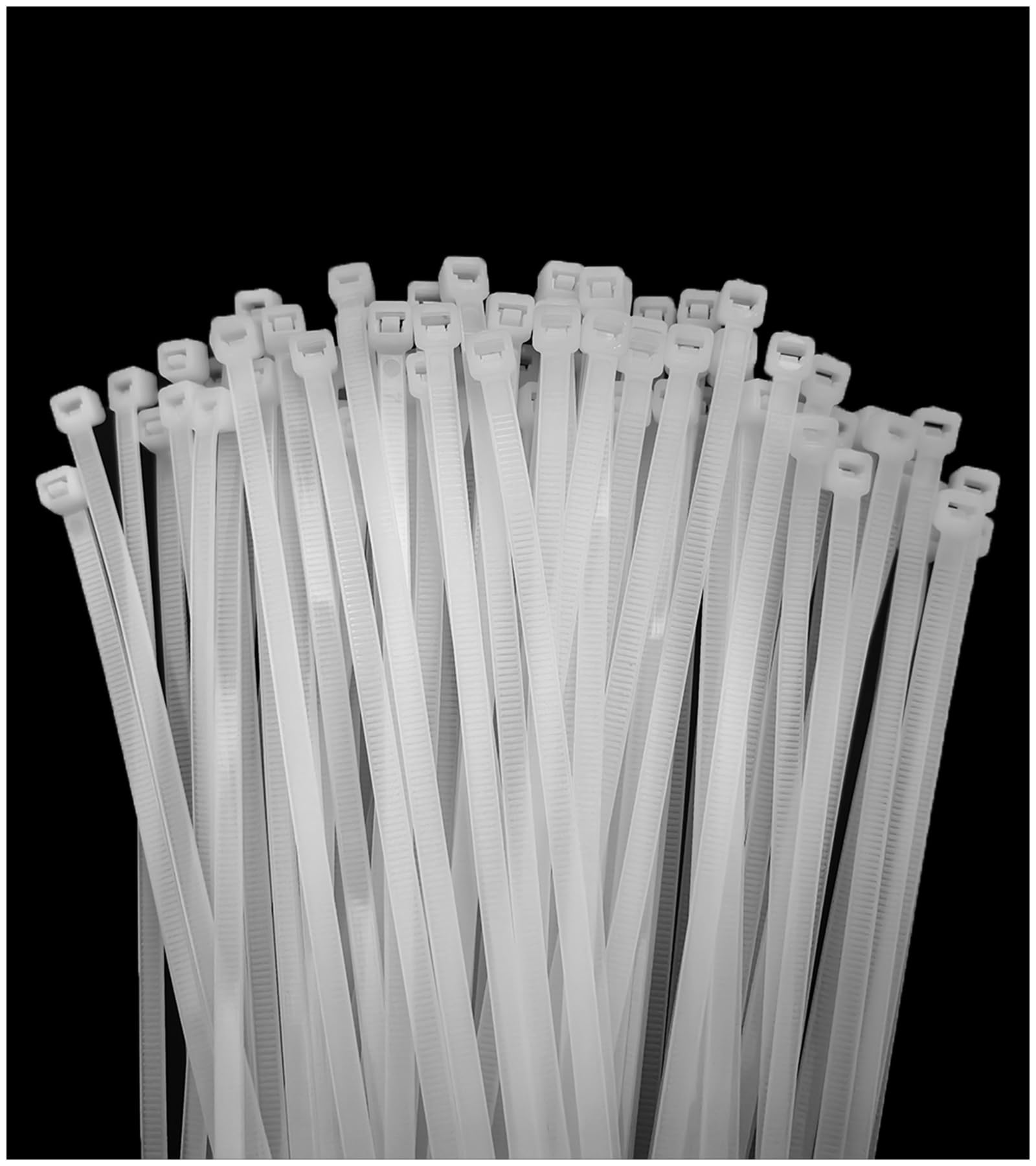 Menylon Zip Ties Clear 300mm x 4.8mm, 100 Pack White Plastic Cable Ties (Tensile Strength 50 lbs), Self-Locking UV Resistant Tie Wraps for Garden Office Home Outdoor