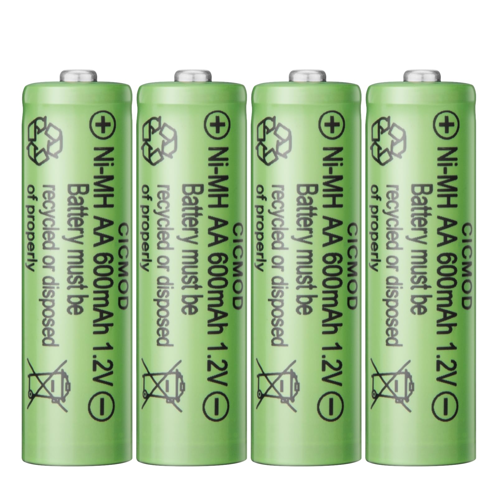 CICMOD Rechargeable AA Batteries 1 2V Ni-MH 600mAh Double A Battery for Outdoor Garden Solar Lights 4 Pack