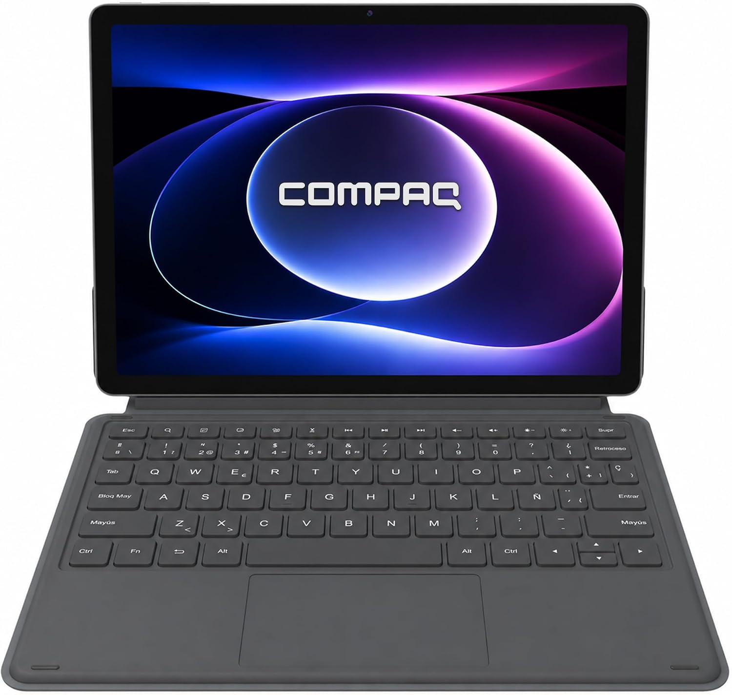 Compaq QTab Plus LTE tablet connected to its POGO PIN keyboard