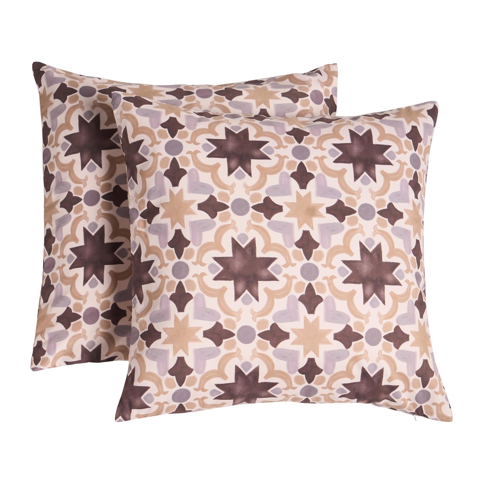 Ohs Natural Tiles Outdoor Cushion Covers 45 X 45 Decorative Tile Print Outdoor Cushions Waterproof Super Soft Garden Cushions Home Decor Throw Pillow Covers With Invisible Zipper Set Of 2, Natural