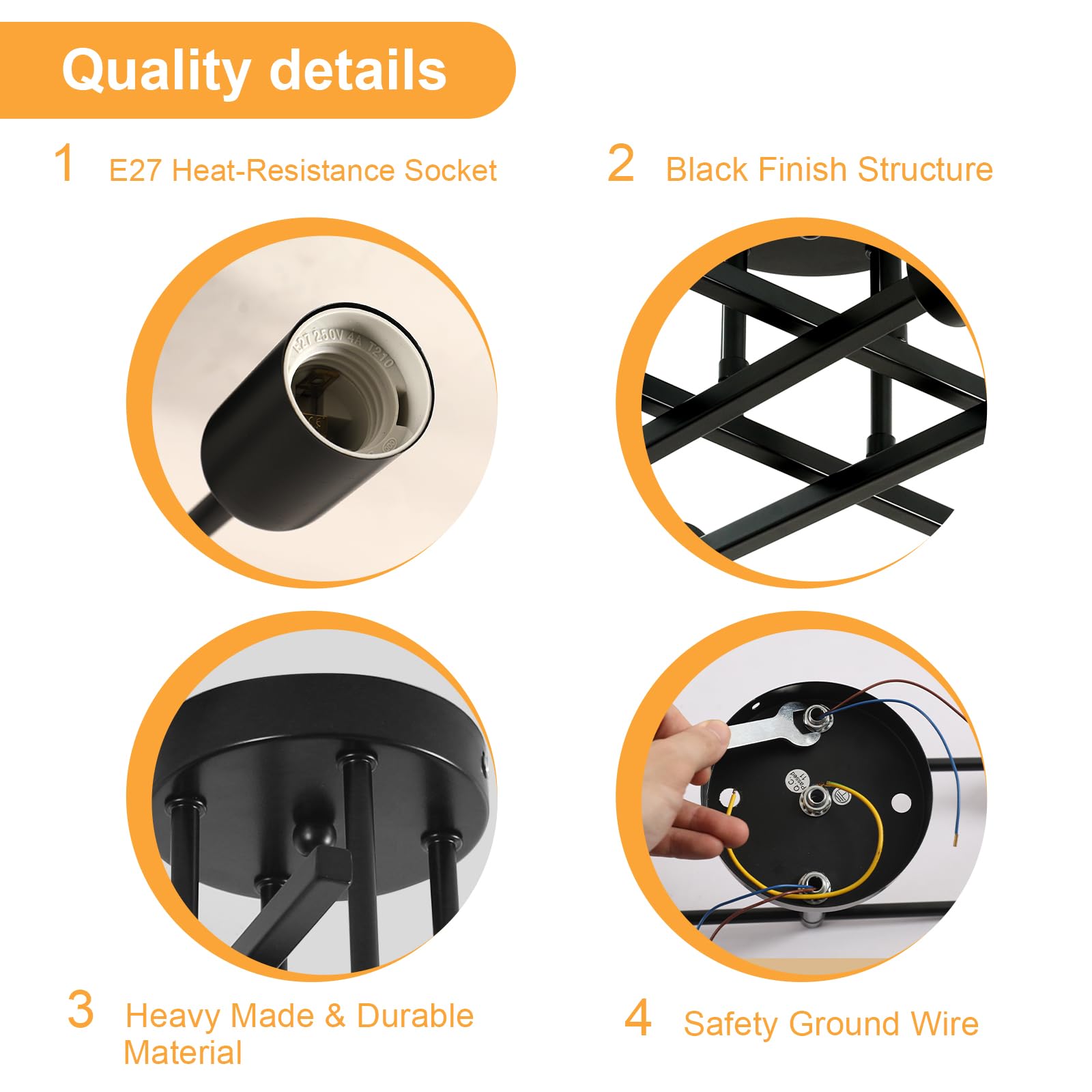 Riserva Lampadario Industrial Nero, E27 Plafoniera Soffitto Moderna Design, 4-Luci Lampada da Soffitto in Ferro per Camera da Letto, Soggiorno, Sala da Pranzo, Balcone,(Bulbi non inclusi)