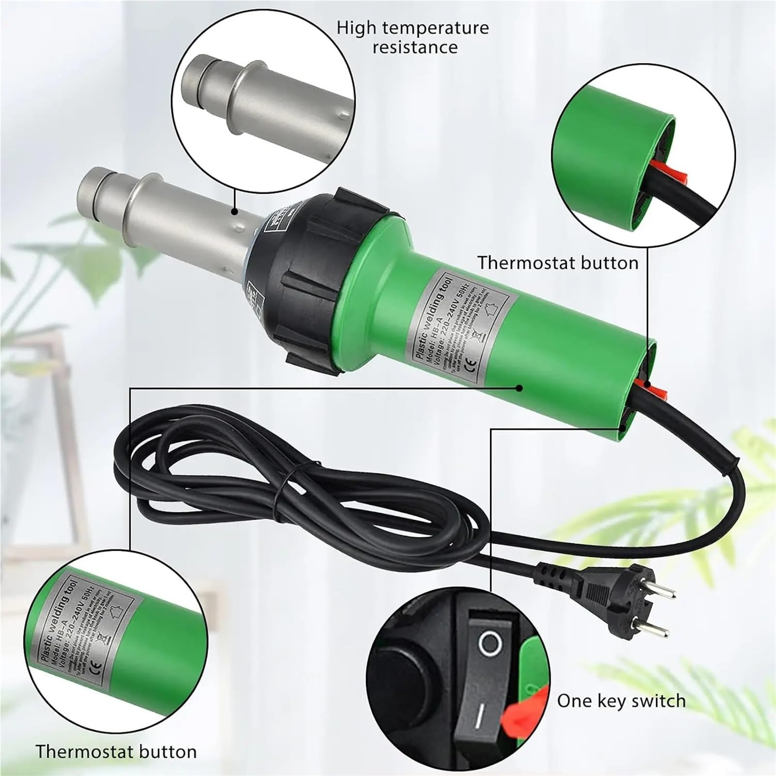 Maszyna do naprawy spawarki 1600W Zintegrowane spawarki plastikowe 21 szt. Zestaw palników do spawania gorącym powietrzem z dyszami prędkości Rolka PE Plastik PVC 20℃ - 600℃(With box)