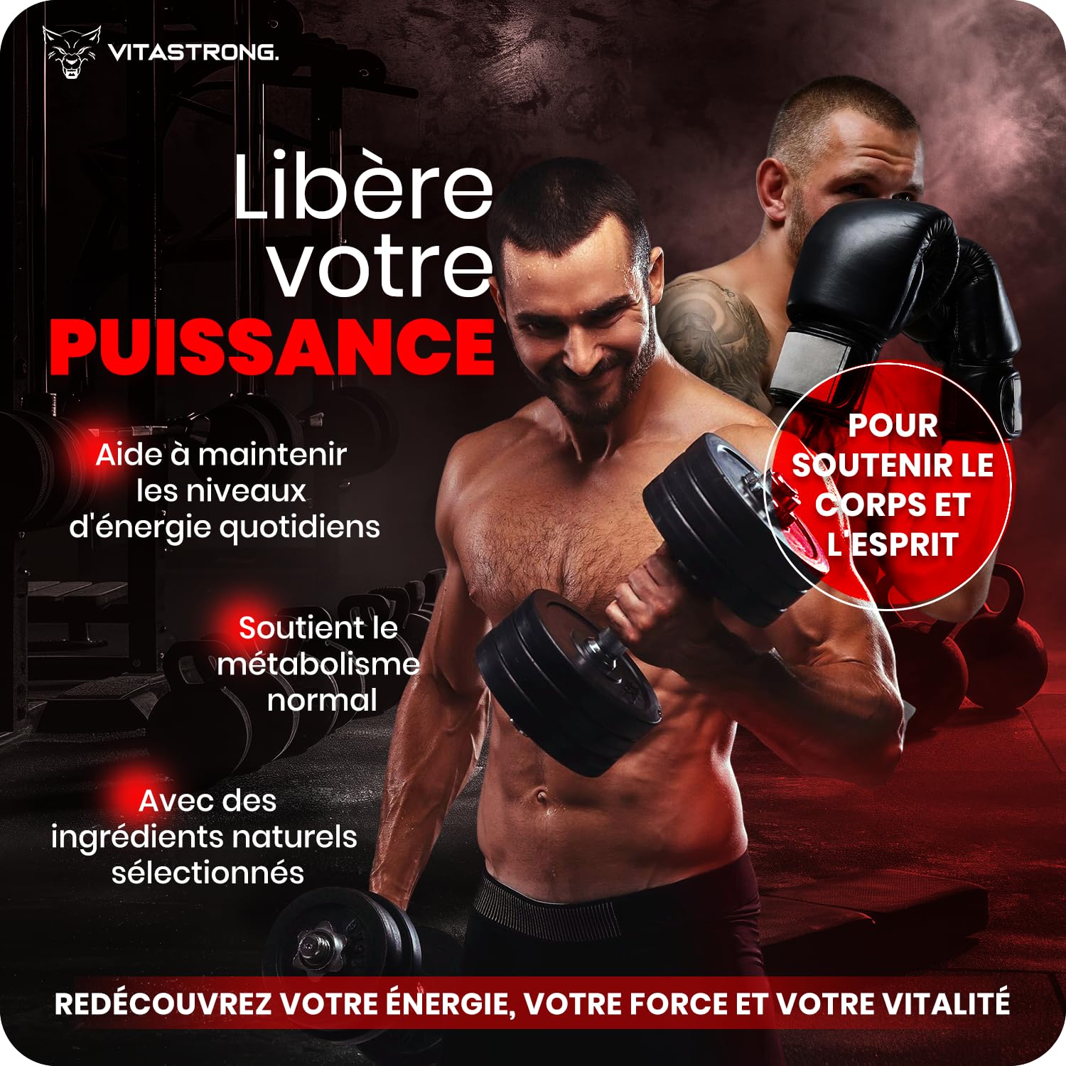 Vitastrong - Booster de testostérone, 100% naturel et sûr Comprimé, fabriqué en Italie, haute qualité, pour augmentation extrême des niveaux de testostérone et de la masse musculaire