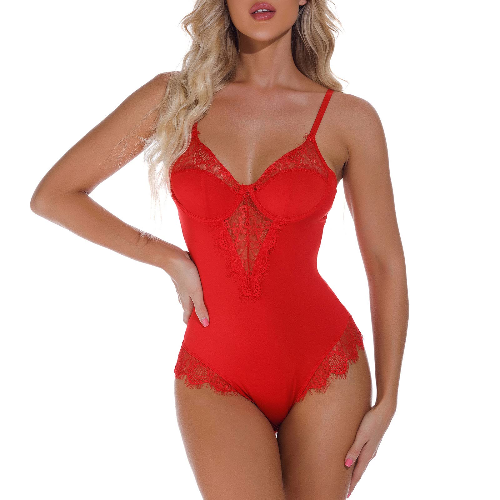 Chemises et déshabillés pour Femmes Sexy en Dentelle léopard Grande Taille sous-vêtements Lingerie Body Pyjama (Couleur : Marron, Taille : S) (Marron XXL)