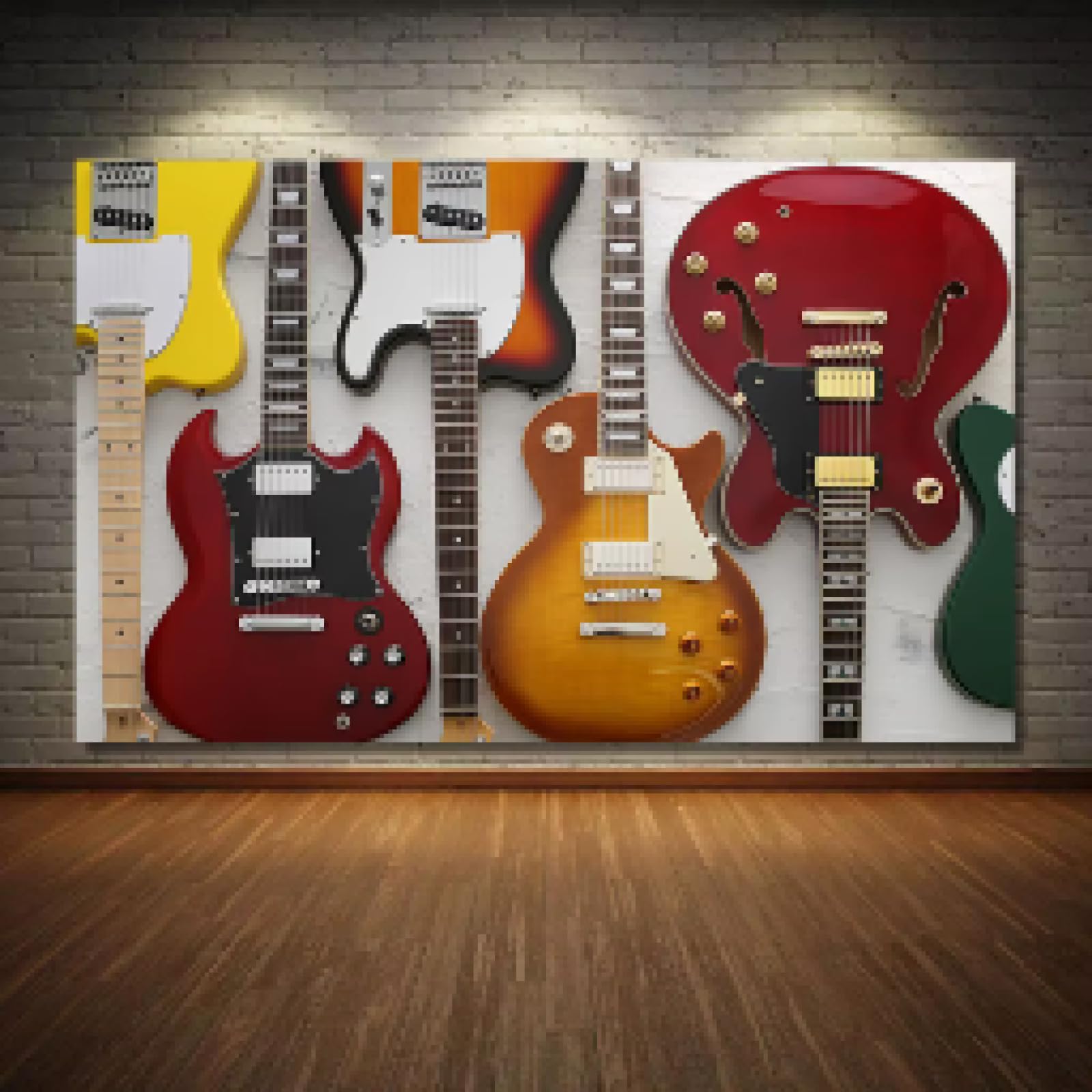 BMGKYAGL Kolorowy plakat gitarowy obraz na płótnie muzyka gitarzysta instrument sztuka ścienna zdjęcia studio muzyczne dom klub dekoracja domu 70 x 100 cm bez ramy