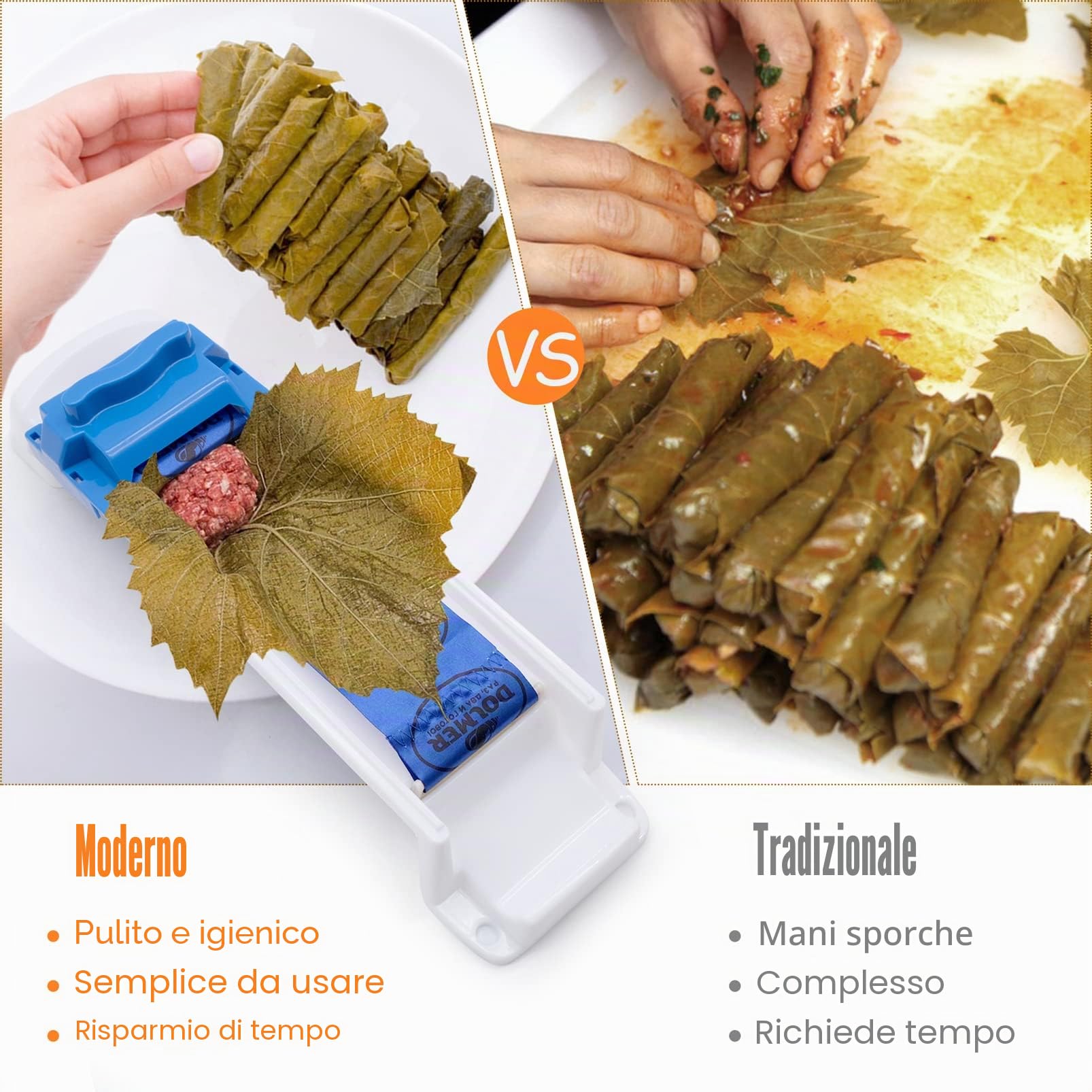 Foglie d'uva Rolling Machine Yaprak Sarma Maker Foglie di vite ripiene Strumento di rotolamento Foglie di cavolo Rullo di carne Macchina per involtini primavera Cucina Vite Foglia Rullo