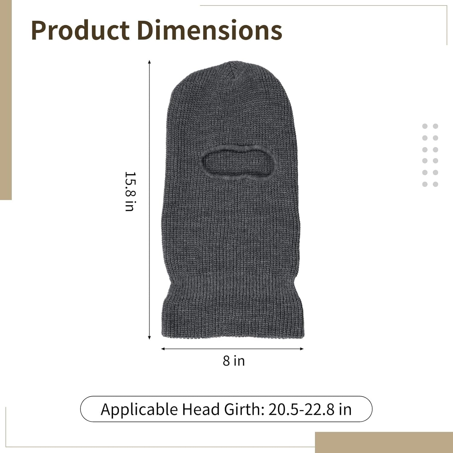 2 in 1 Balaclava Ski Mask Beanie, Winter Warm Knit Hat for Men Women, Foldable Polyester Trendy Beanie, Full Face Cover for Skiing, Cycling, Hiking, Cold Weather Outdoor Headwear Grey - Image 2