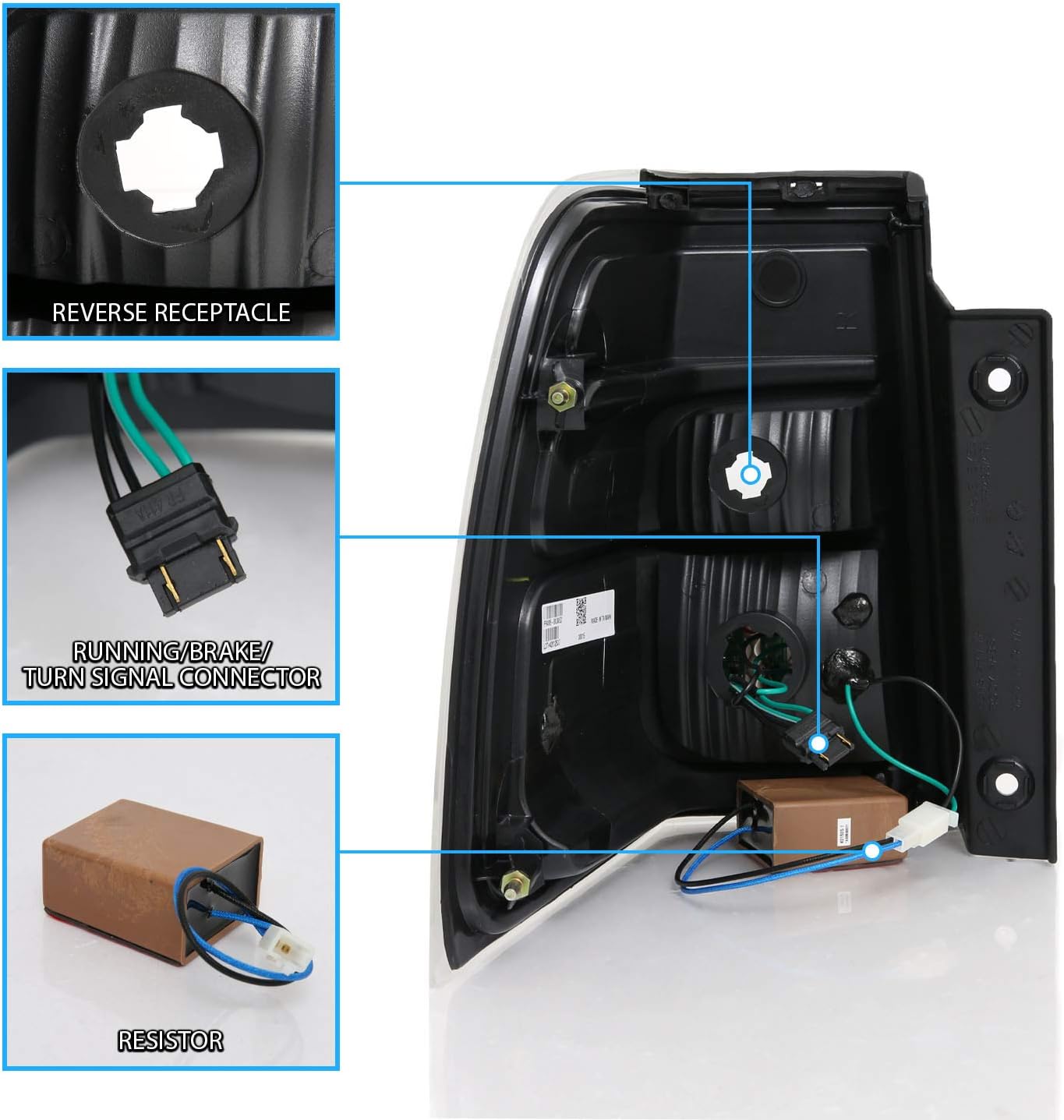 AmeriLite Black LED Replacement Brake Tail Lights Set For 2007-2017 Ford Expedition - Passenger and Driver Side