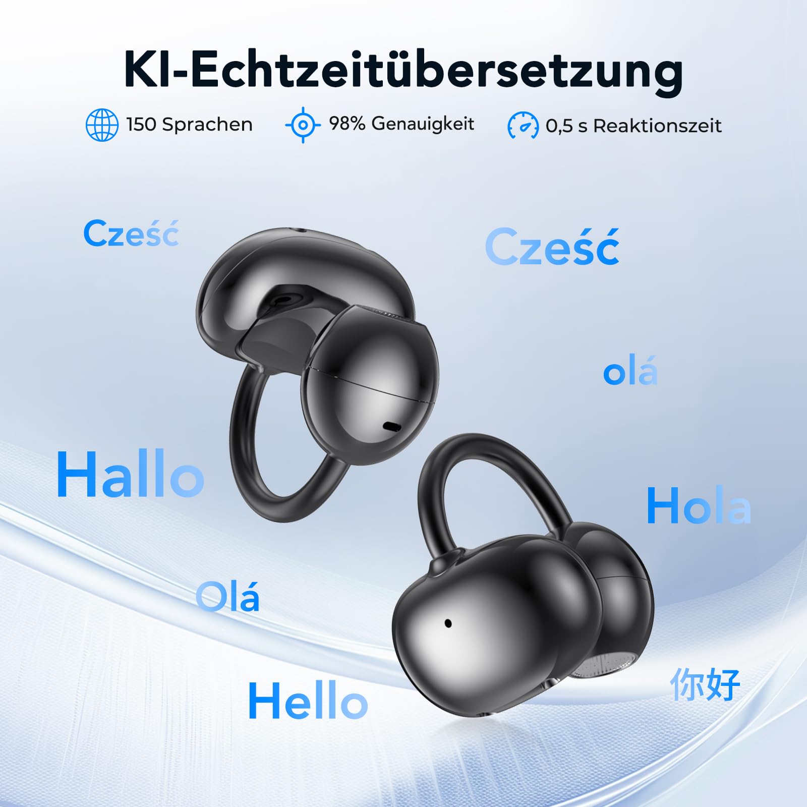 NE32 KI Übersetzer Kopfhörer mit LCD, 3-in-1 Übersetzungskopfhörer, 150 Sprachen, 9 Übersetzungsmodi, HiFi-Sound, ENC, 48H Bluetooth 6.0