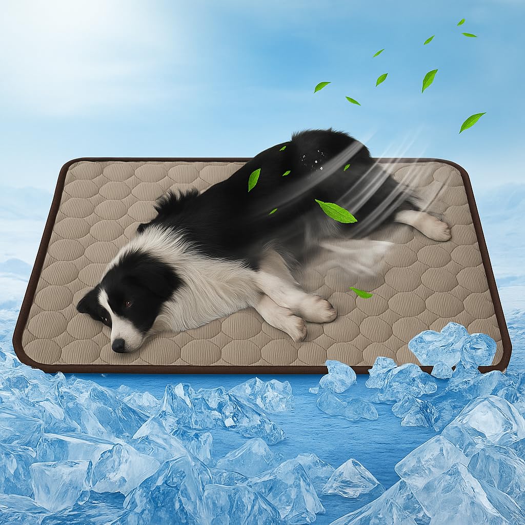 dellyy Kühlmatte Hund, Kühldecke Hund Selbstkühlend Waschbare(Braun, XXL) | Hunde Kühldecke, Kühlung für Katzen, Dog Travel Blanket, Kühlbett für Kaninchen, Haustiere, Innen- und Außenbereich