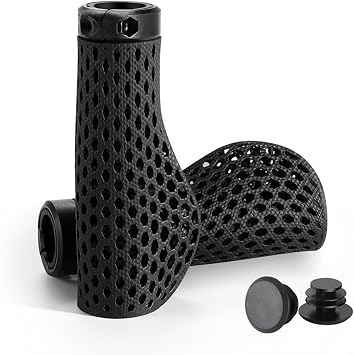 3D Printed Mountain Bike Grips With For Honeycomb Shock Absorbers Non-Slip Breathable Ergonomic Handlebar Ends For Cycling Lightweight Sweat-Proof Locking