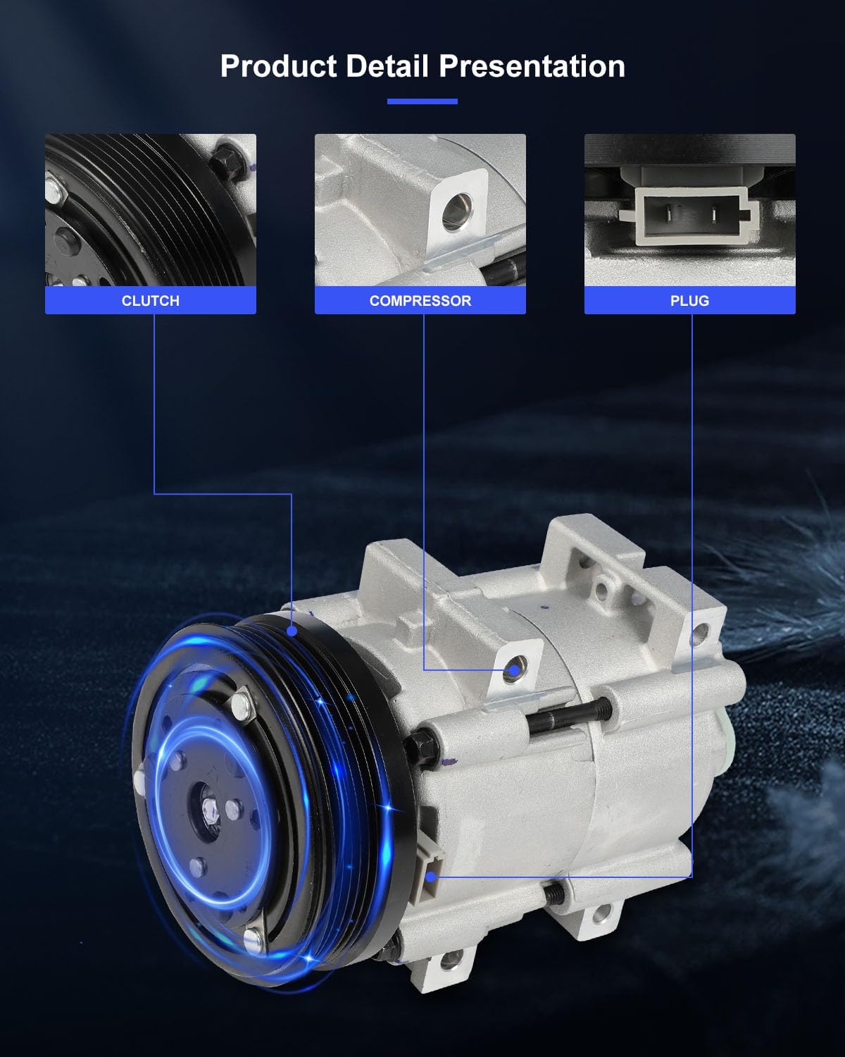 ECCPP AC Compressor with Clutch 1996-2000 Fit for Ford Sable for Mercury Sable 3.0L Air Conditioning Compressor