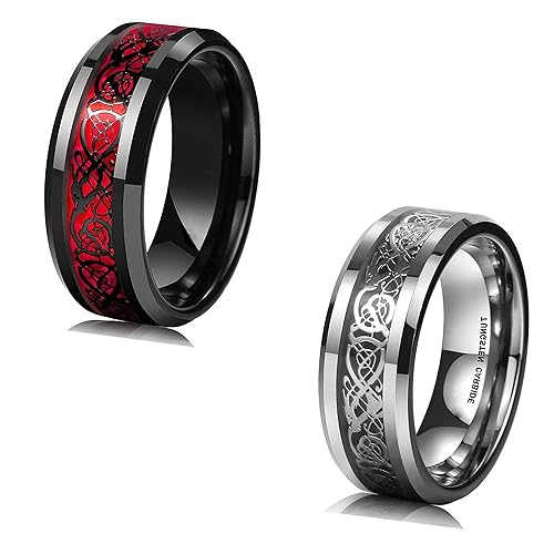 MEENAZ Stainless Steel Stylish dragon celtic proposal Couple band thumb Silver Platinum Black Finger Ring combo for Men Mens gents unisex Boys Boyfriend MEN RINGS-AM067