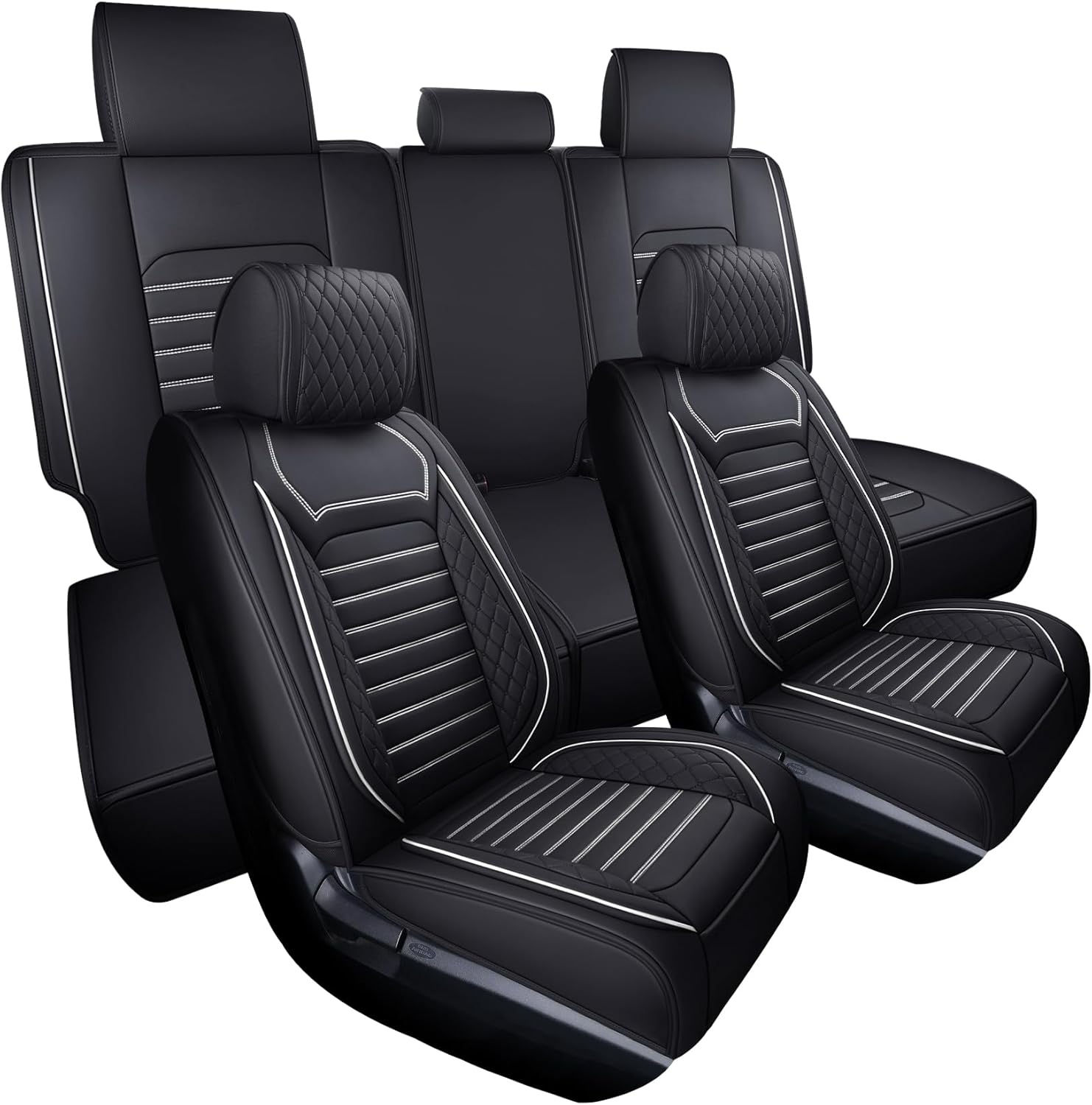 Aierxuan Truck Seat Covers Compatible with Toyota Tundra Pickup Custom Fit 2008-2026 Crewmax Double Cab Waterproof Leather Airbag Compatible Cushions(2 PCS Front/Black-Grey)