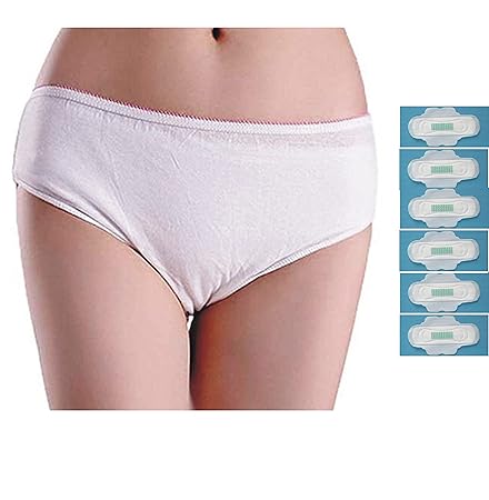 Jeoga Disposable panties With menstrual Sanitary Pad with wings Pack of 6 Ragular Size fit for small medium large xl xxl