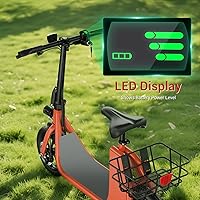 Vista 60 de SEHOMY Folding Electric Scooter with Seat for Adults, 15.5MPH, 20-Mile Range, 36V Battery, 12" Pneumatic Tire, Portable 450W Electric Scooters