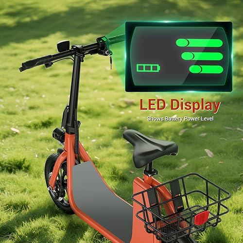 Vista 60 de SEHOMY Folding Electric Scooter with Seat for Adults, 15.5MPH, 20-Mile Range, 36V Battery, 12" Pneumatic Tire, Portable 450W Electric Scooters