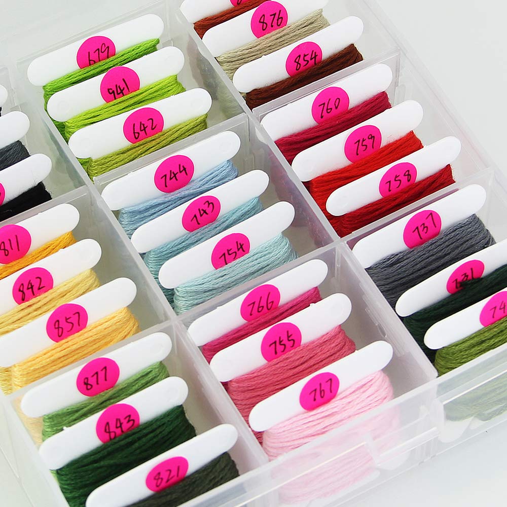 Kit Rangement Fils à Broder : 120 Bobines + 165 étiquettes + Boîte - Organisation Couture Et DIY
