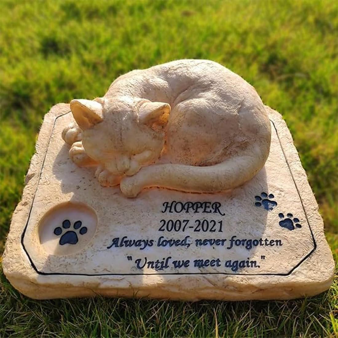 Statua di Gatto Addormentato in 3D Commemorativa per Gatti, Pietra tombale, Regalo in Memoria della Perdita