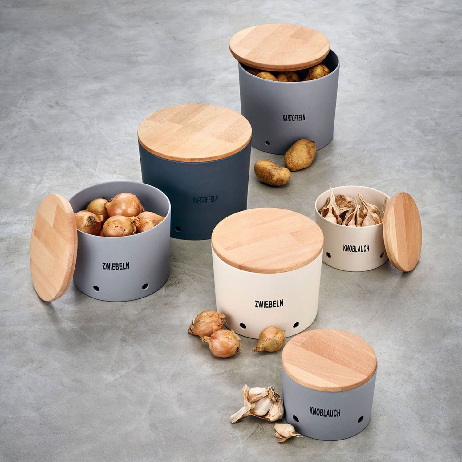 LS-LebenStil Nature-Design Kartoffeltopf 23x20cm Grau Schiefer Made in Germany Aufbewahrungsbox Vorratsdose