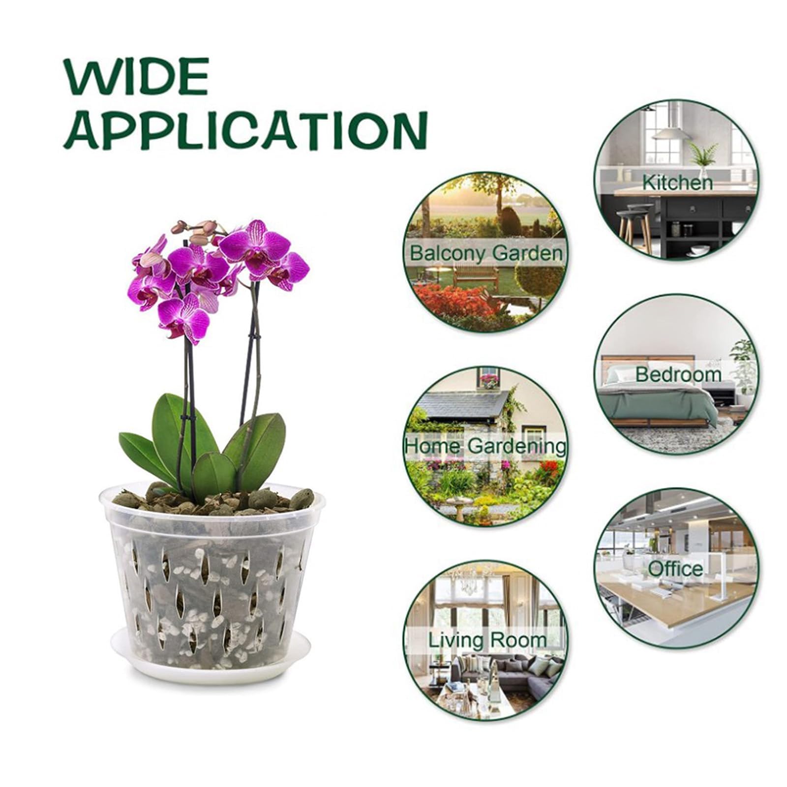 Doniczka do orchidei, 5-calowa doniczka na orchideę z otworem drenażowym i przezroczysta, do roślin i przesadzania, doniczki ogrodowe