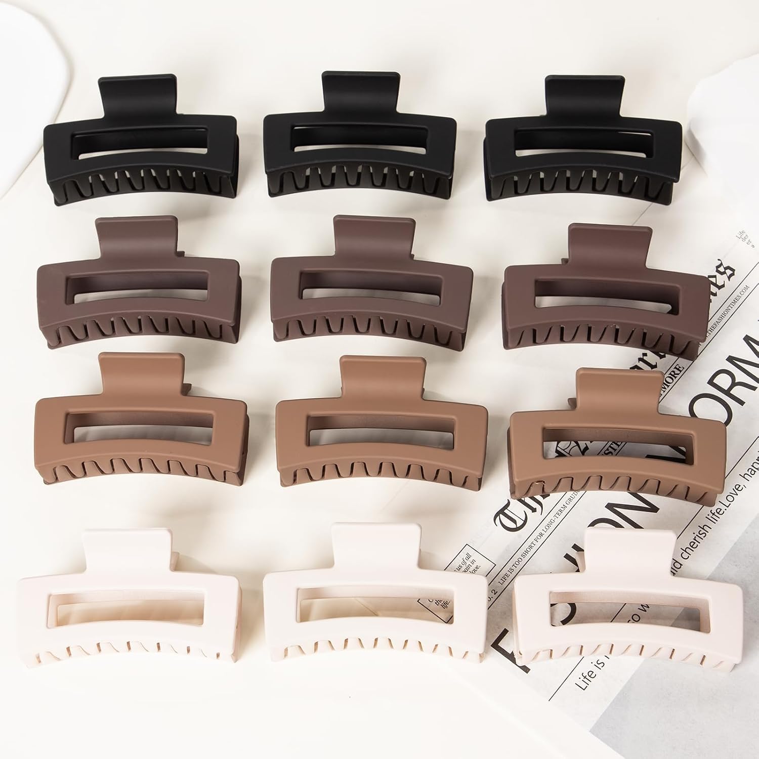 12 Pack Hair Clips for Women, Medium Claw Clips for Thin Thick Hair, Strong Hold Banana Clips - Brown image 4