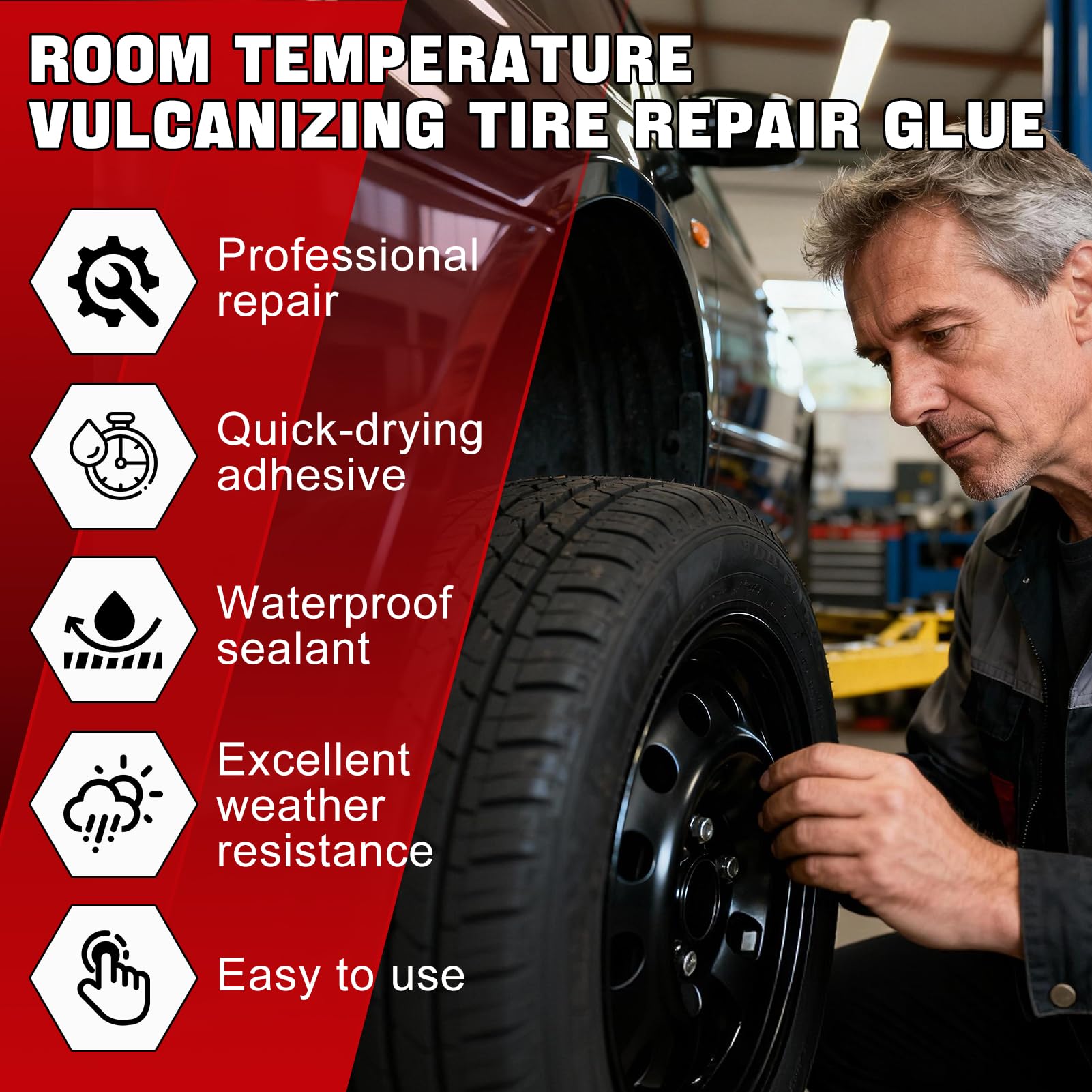 Mastice Per Riparazione Pneumatici, Ripara Gomme Auto, Include una Spazzola, Sigilla e Ripara ed è Utilizzato per Riparare Pneumatici di Auto, Moto e Biciclette,250 ml