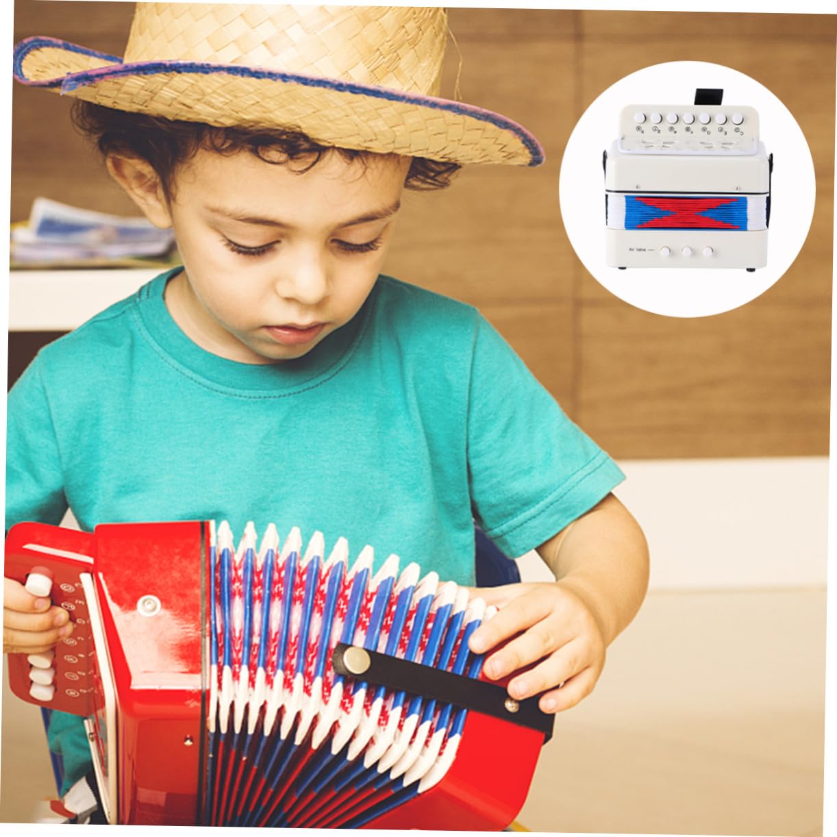 Mini Acordeón para Material Abs y Metal Juguete Musical Educativo para Principiantes Instrumento Didáctico para Desarrollo Creativo Infantil