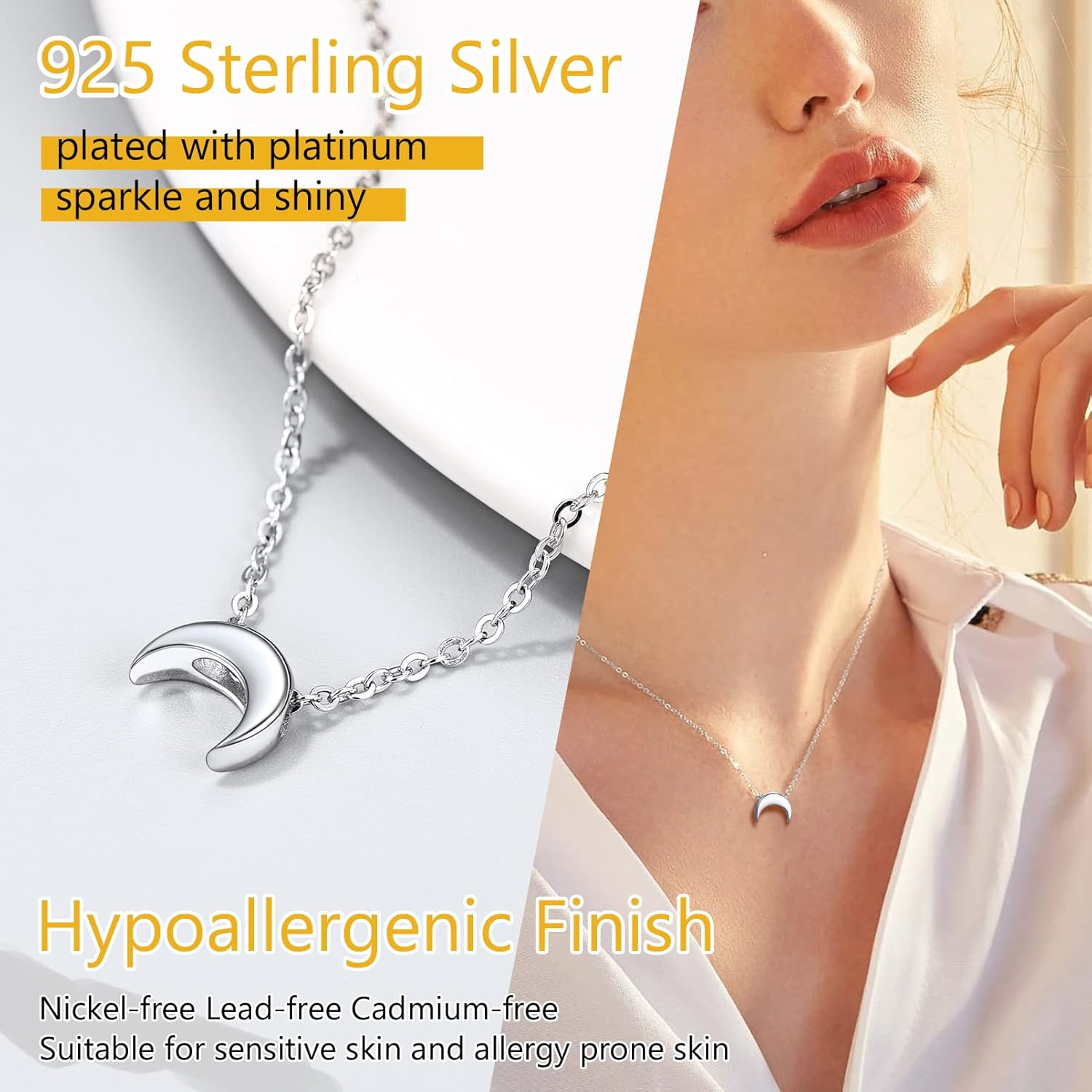 PROSILVER 925 Sterling Silver Necklace for Women | Dainty Delicate Adjustable Choker with Heart/Star/Moon/Vertical Bar Pendant, Hypoallergenic Tarnish Resistant Everyday Jewelry Gift for Her - Image 4