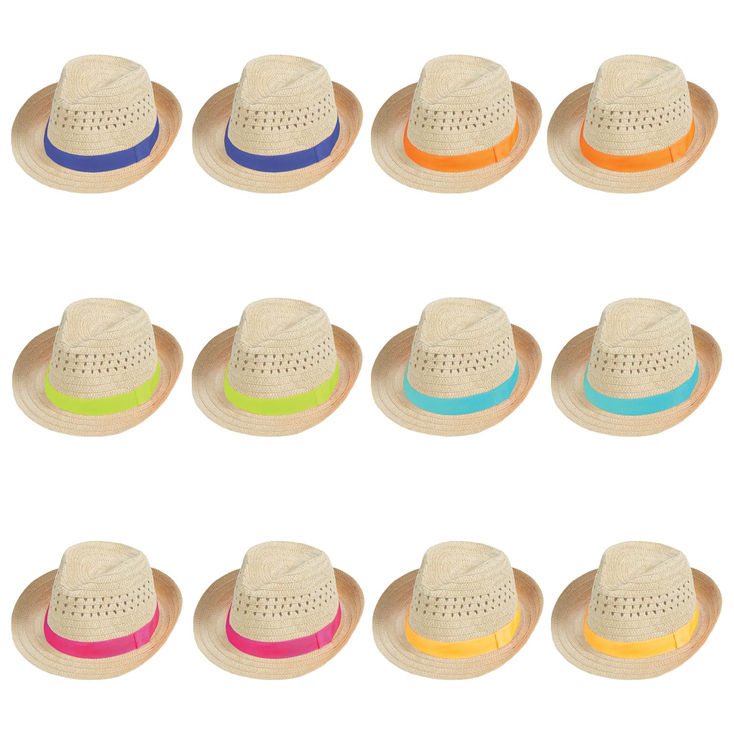 Fedora-Hüte, Havanna-Nächte, kubanisch, Cinco de Mayo, Geburtstage und andere Feier-Accessoires, Mehrfarbig, 12 Stück, Mehrfarbig, 53 cm