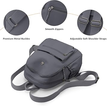 Mini Backpack for Women Casual Travel Daypack Nylon Small Backpack (Dark Grey)