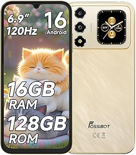 FOSSiBOT S7 SIMフリー スマホ 本体 16GB RAM+128GB ROM 最大1TB拡張 Android 16 スマホ オクタコア 6.9インチHD+ 大画面 120Hzリフレッシュレート アンドロイド スマホ 5000mAhバッテリー 携帯電話 13MP+8MPカメラ スマートフォン 4GデュアルSIM 顔認証 指紋認証 GPS OTG 技適認証済 グローバル版
