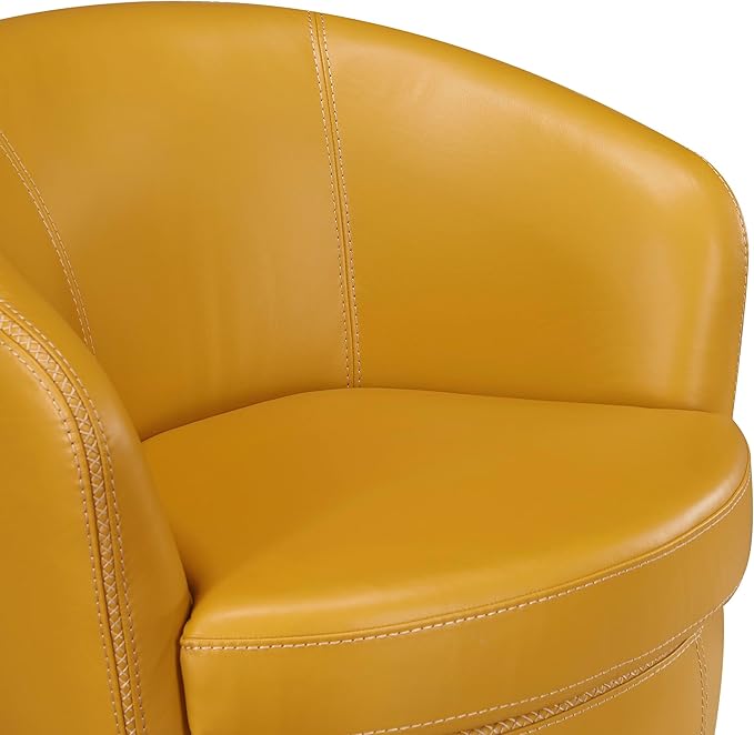 Sillón Giratorio de Cuero Amarillo 360° miniatura 8