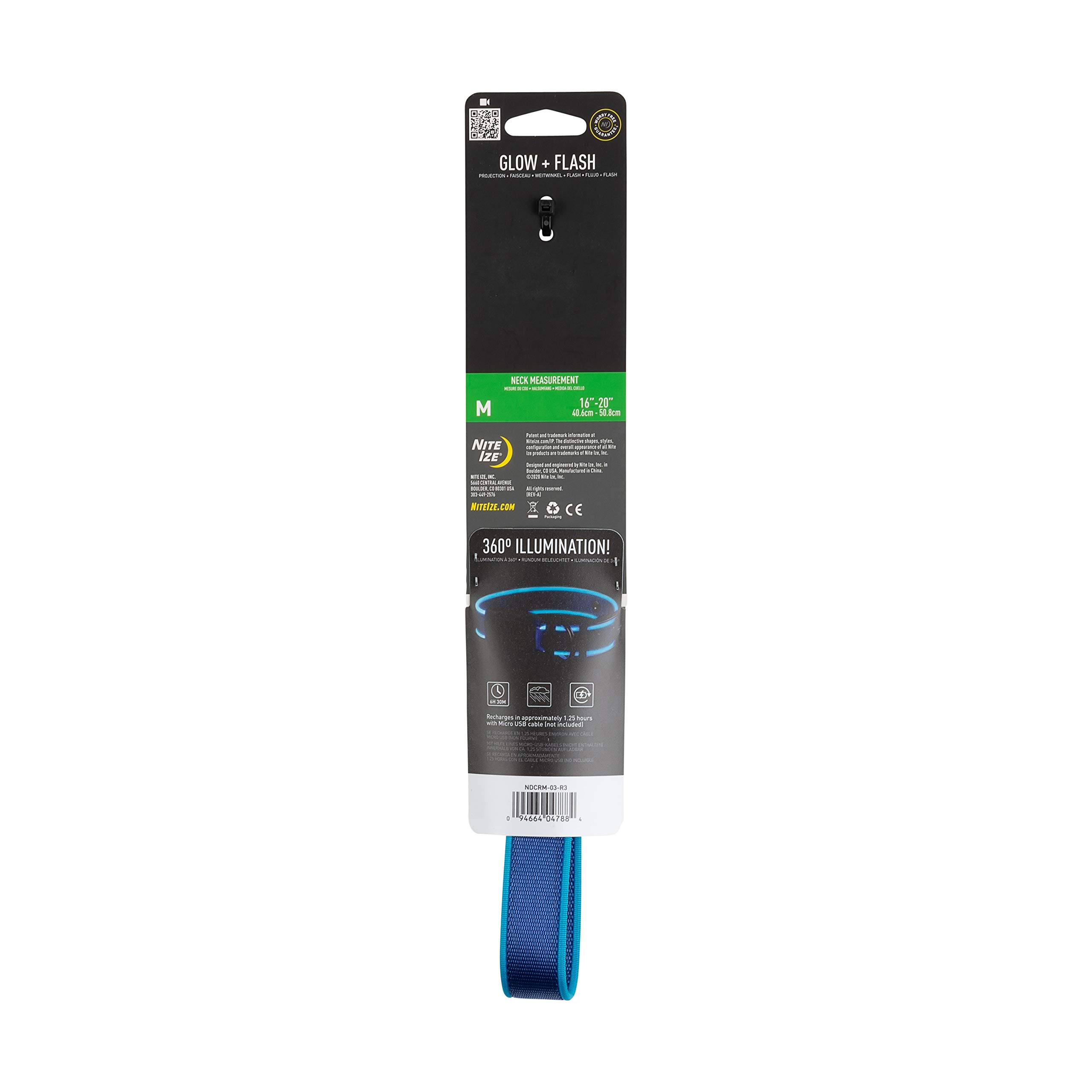 Nite Ize NiteDog, collare per cani ricaricabile a LED, ricaricabile tramite USB, con fibbia in metallo, impermeabile, blu