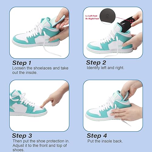 Miniatura 3 de YOLOPARK 4 pares de protectores de arrugas para zapatos zapatillas AF1s, Dunks y más, protector antiarrugas para hombres 7.5-13 mujeres 5-8.5