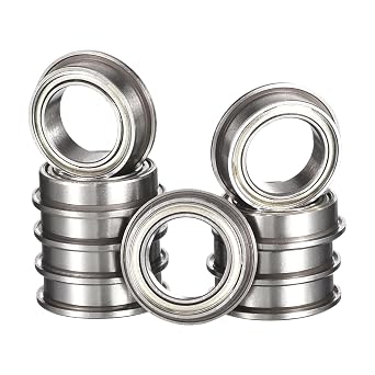 MF63ZZ Flanged Ball Bearing, ID 3mm x OD 6mm x Width 2.5mm Miniature Bearings, Double Metal Shielded Deep Groove Bearings, Pre-Lubricated GCr15 Chrome Steel 10pcs