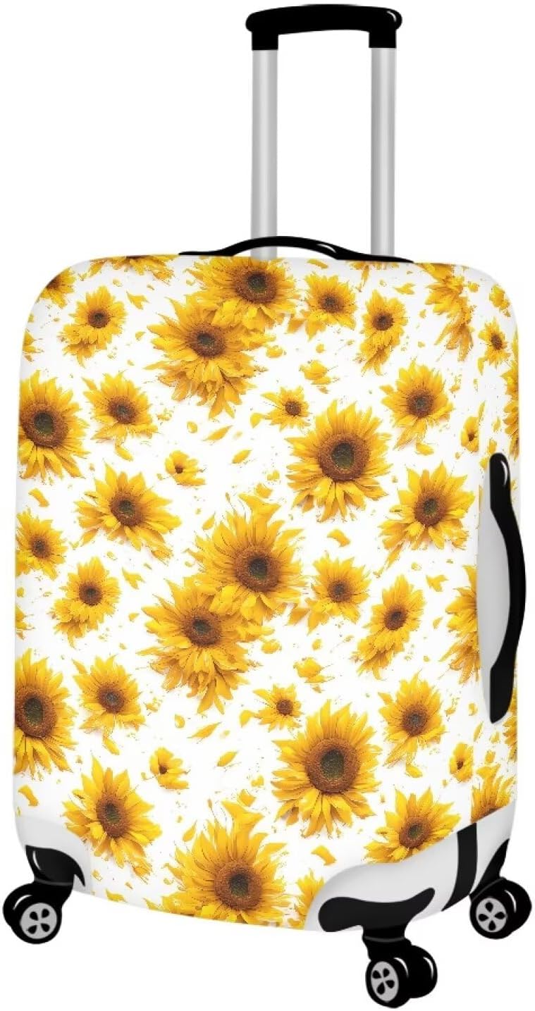 Sunflower Pattern Luggage Covers Watercolor Sunflowers Dustproof Suitcase Cover Fits 18-32 Inch for Trolley Baggage Hiking Holiday -XL