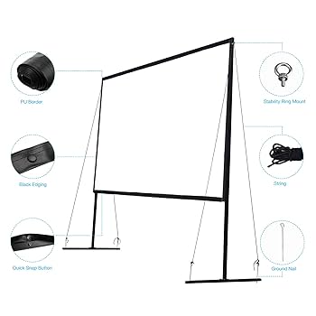 工型スタンド付き プロジェクタースクリーン 100インチ　16:9 4K対応 Amazon | 【2024新登場＆自立式＆屋内屋外兼用】YOWHICK 工型