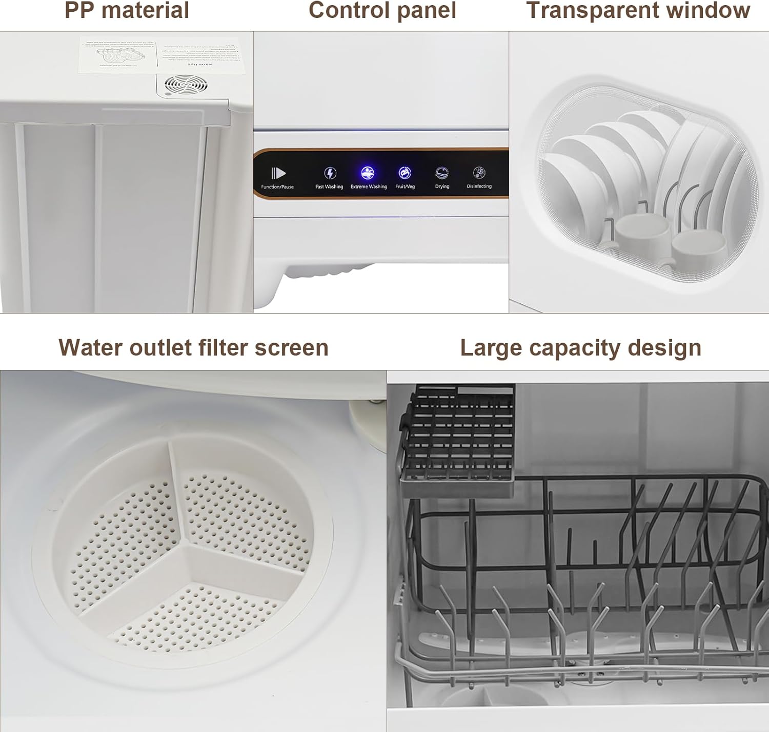 Countertop Dishwasher, 800W 110V Mini Dishwasher Low Noise Portable Dish Washer With 5intelligent Washing Functions For Washing Dishes After A Meal At Your Home.