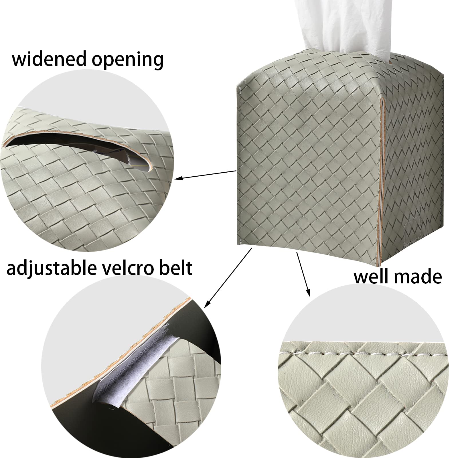 Contenitore Per Fazzoletti In Pelle Sintetica - Design Quadrato Moderno