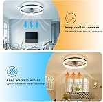 20" Eventail de plafond à profil bas moderne avec lumière et télécommande, 6 Ventilateur de plafond de montage de vitesse avec lumière, ventilateur de plafond sans lame avec lumière