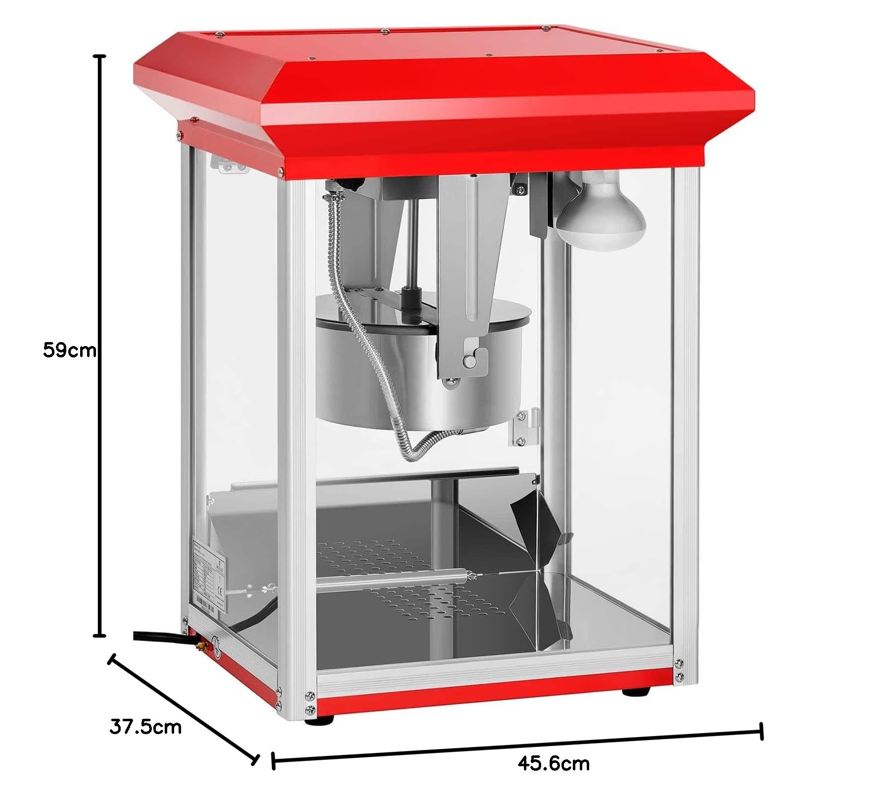 Royal Catering Maszyna do popcornu (1300 W, czas przygotowania 180 s, powłoka nieprzywierająca, maks. pojemność kociołka 1,5 l, w zestawie z miarką) czerwona maszyna do robienia popcornu