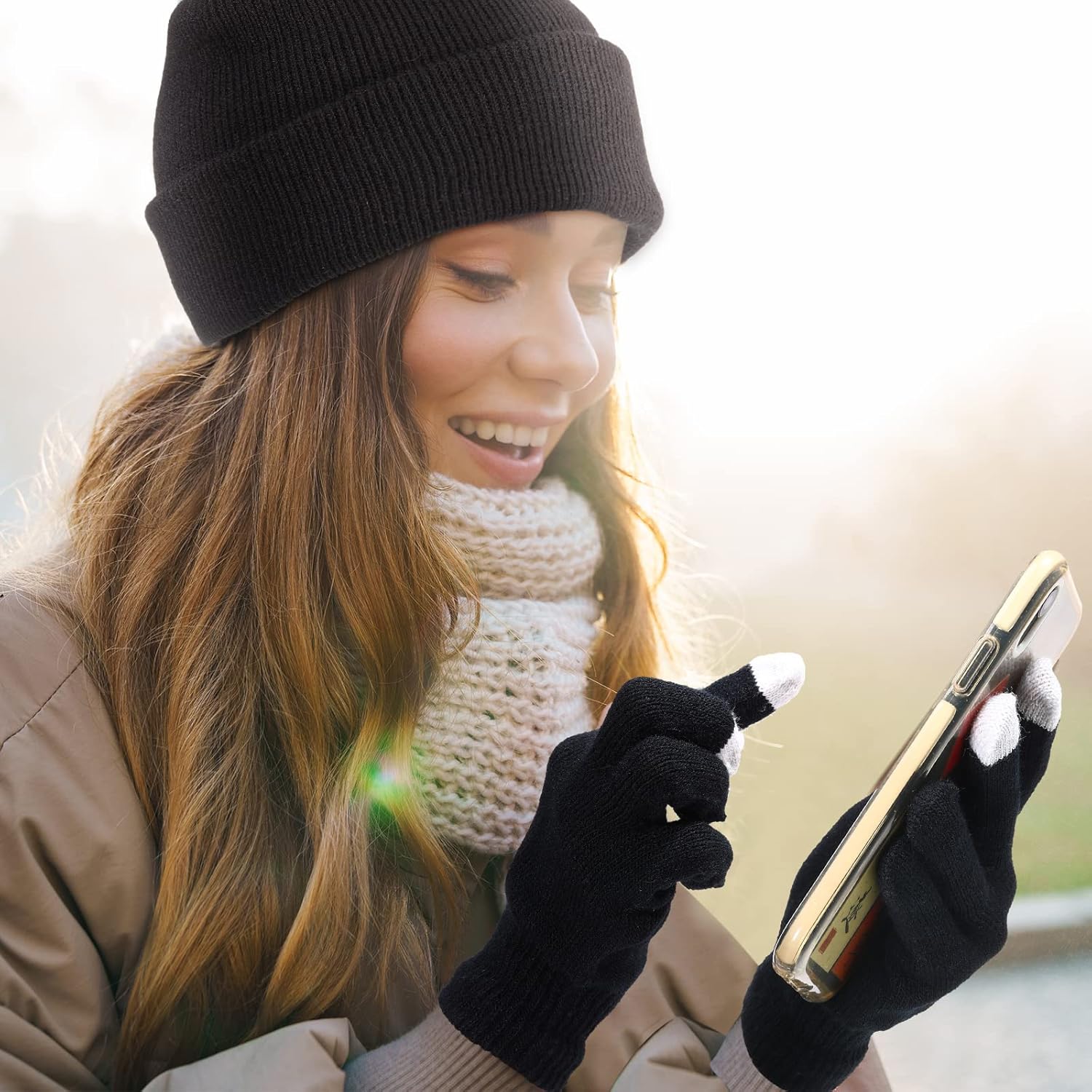 Kenning 56 Pcs Winter Beanies Hats Gloves Set Bulk Adults Unisex Beanies Hats and Touchscreen Gloves Warm Gift for Women Men - Image 5