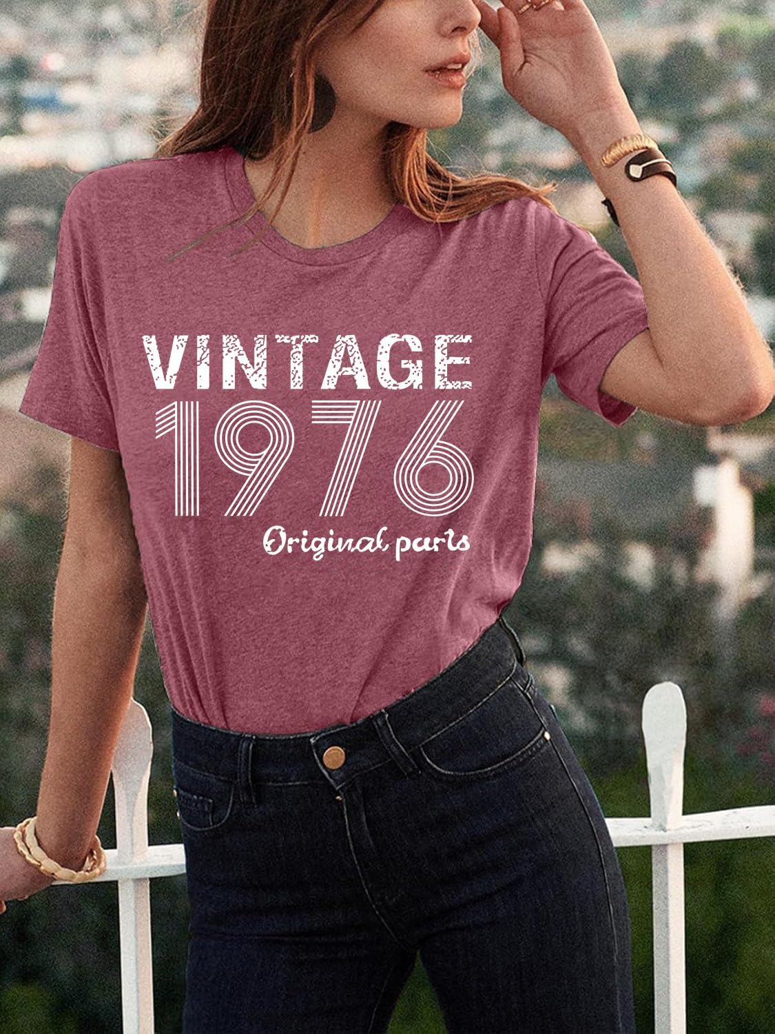50th Birthday Gifts for Women Vintage 1976 T Shirts for Women Retro Birthday Party Top Casual Short Sleeve Tee Tops - Image 2