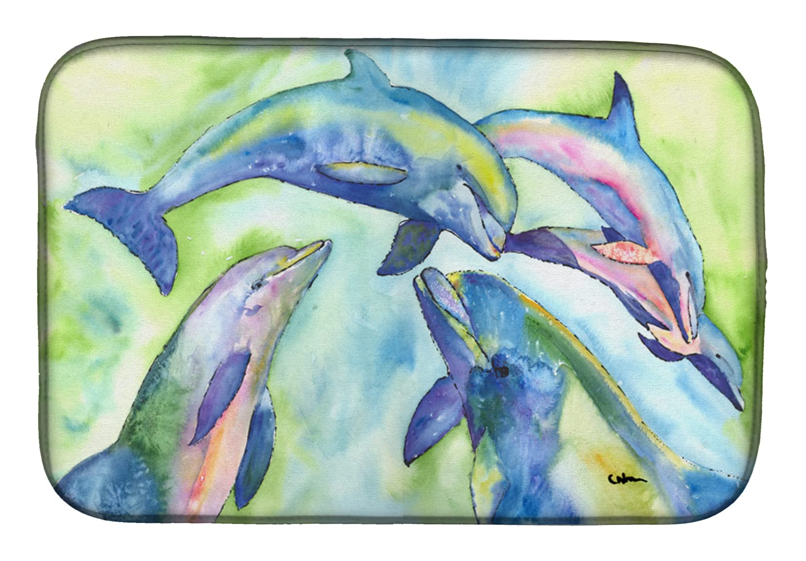 Tapis de séchage dauphins évite l'eau stagnante sur plan de travail 35,6x53,3 cm