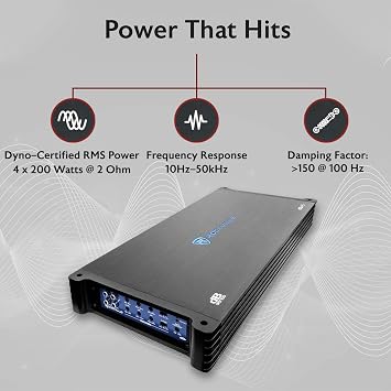Rockville dB45 3200W 4-Channel 2-Ohm Car Amplifier, High-Speed MOSFET, Adjustable Crossover, LED, Remote Sub Control, Perfect for Car Audio and Subs